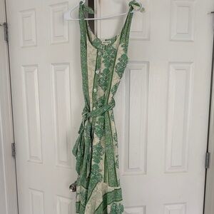 Roller Rabbit Green and Cream Asymmetrical Dress